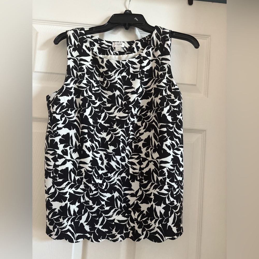 J. Crew Black and White overlap open back Blouse